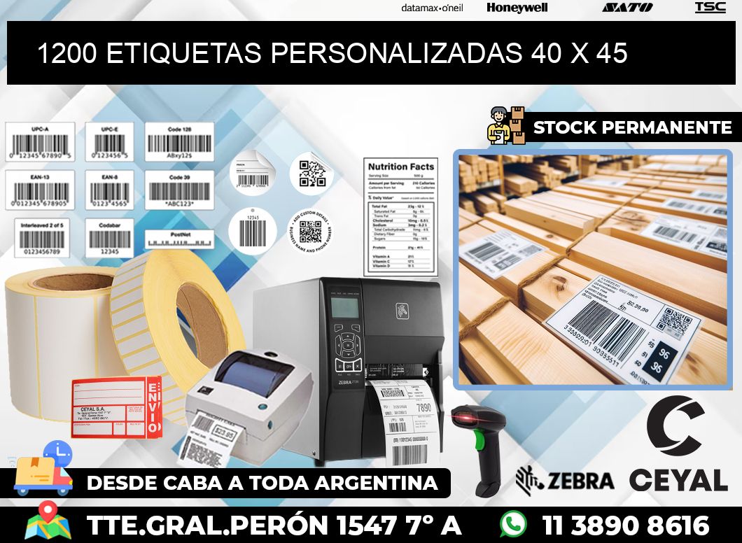 1200 ETIQUETAS PERSONALIZADAS 40 x 45