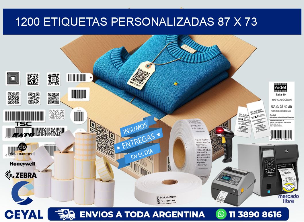 1200 ETIQUETAS PERSONALIZADAS 87 x 73