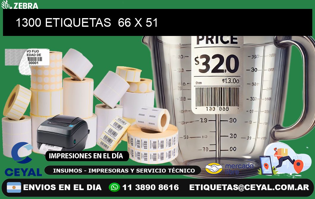 1300 ETIQUETAS  66 x 51