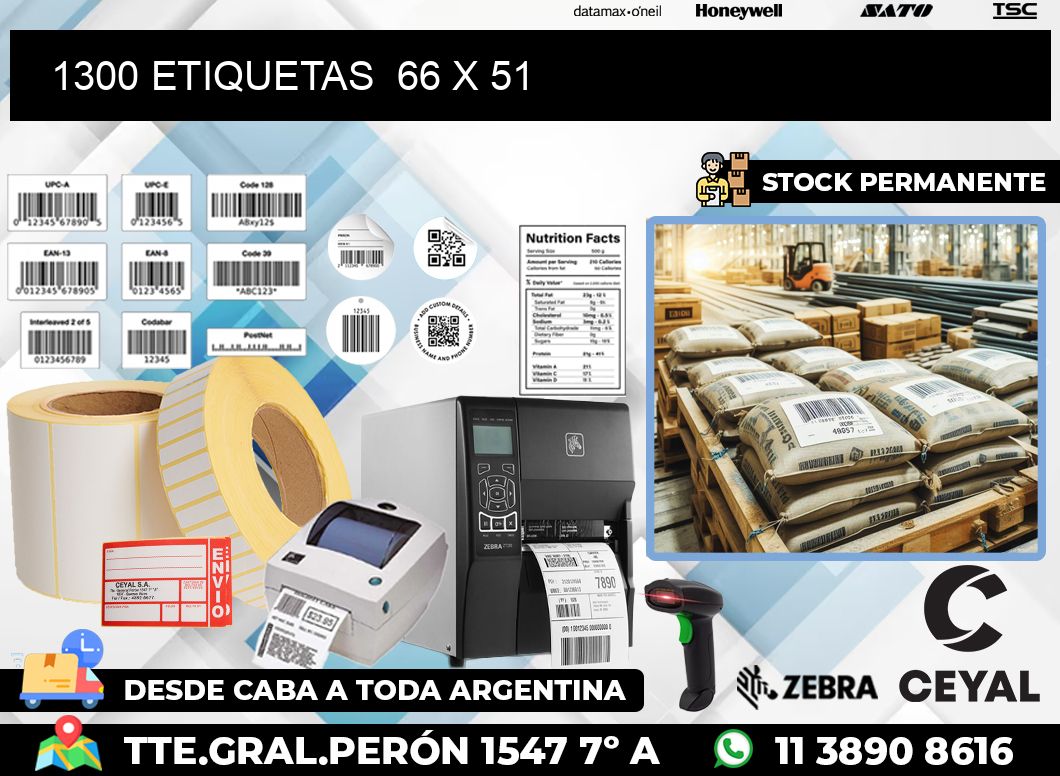 1300 ETIQUETAS  66 x 51