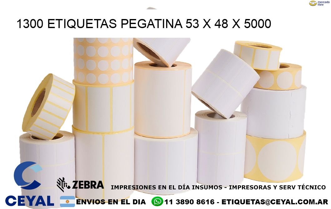 1300 ETIQUETAS PEGATINA 53 x 48 x 5000
