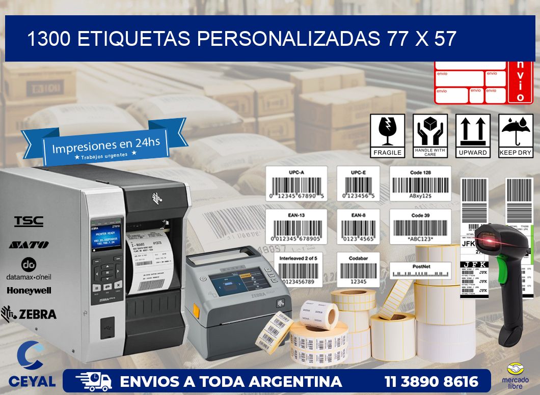 1300 ETIQUETAS PERSONALIZADAS 77 x 57