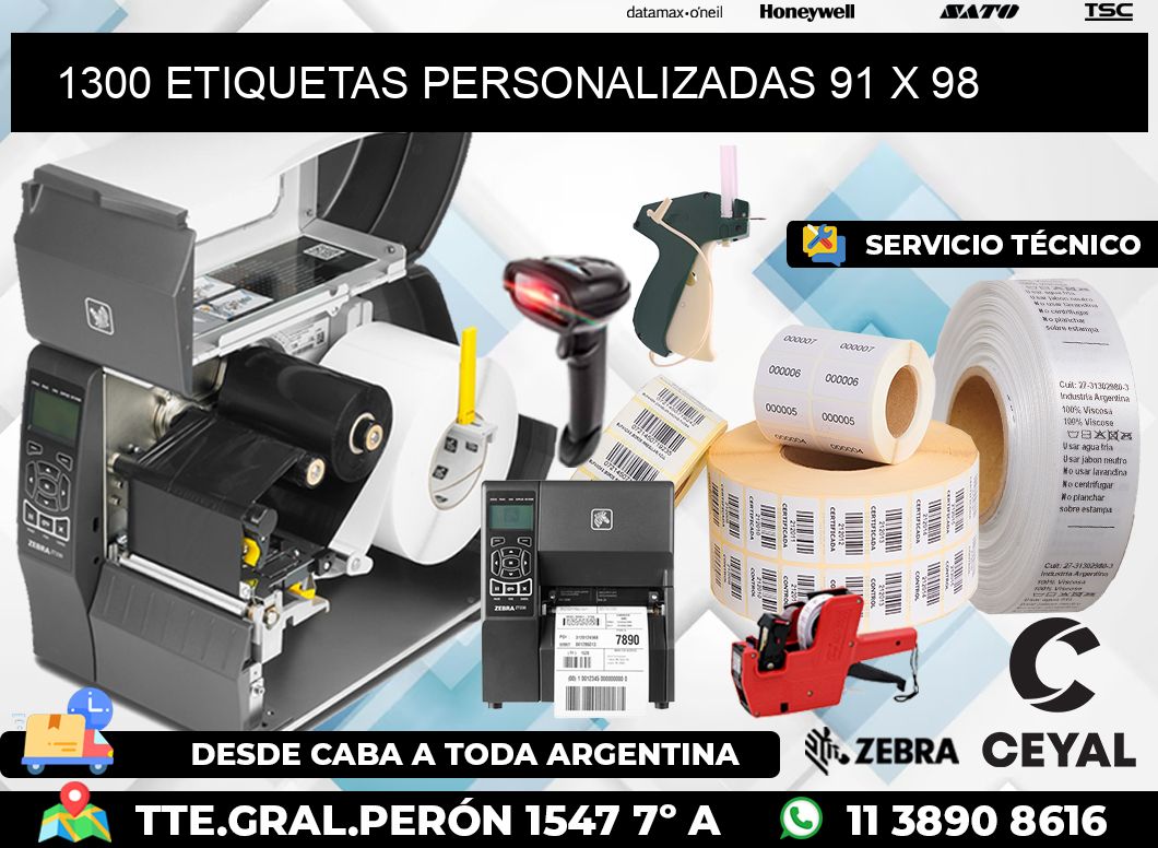 1300 ETIQUETAS PERSONALIZADAS 91 x 98