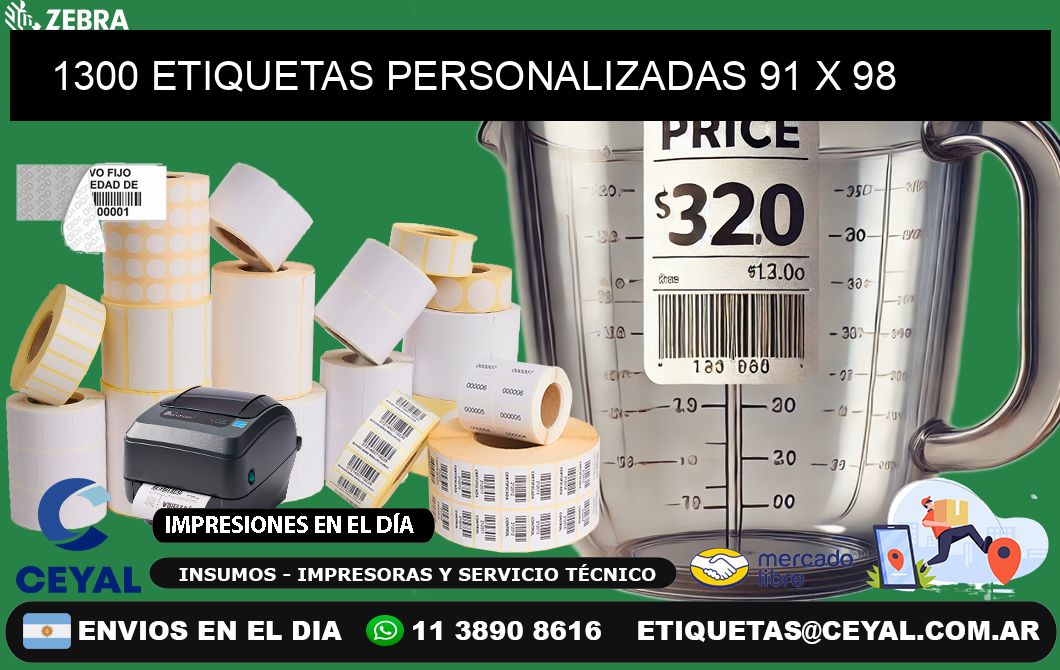 1300 ETIQUETAS PERSONALIZADAS 91 x 98