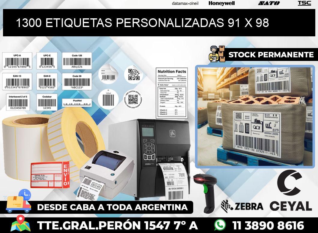 1300 ETIQUETAS PERSONALIZADAS 91 x 98