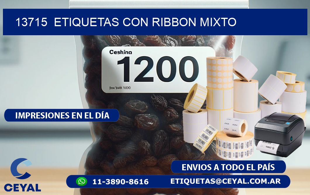 13715  ETIQUETAS CON RIBBON MIXTO