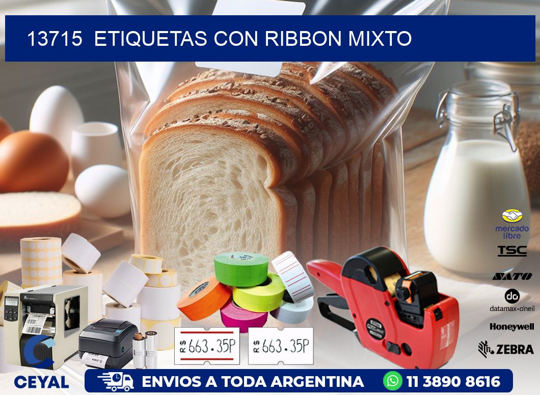 13715  ETIQUETAS CON RIBBON MIXTO