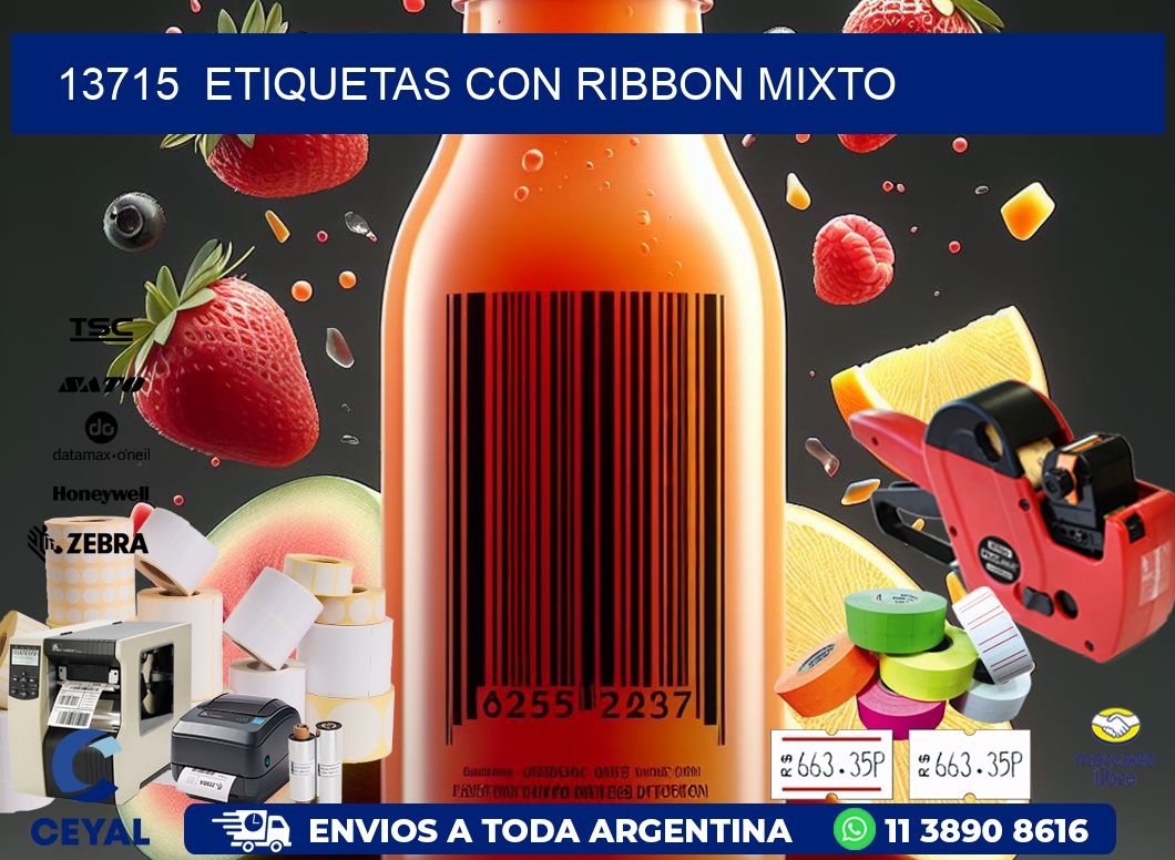 13715  ETIQUETAS CON RIBBON MIXTO