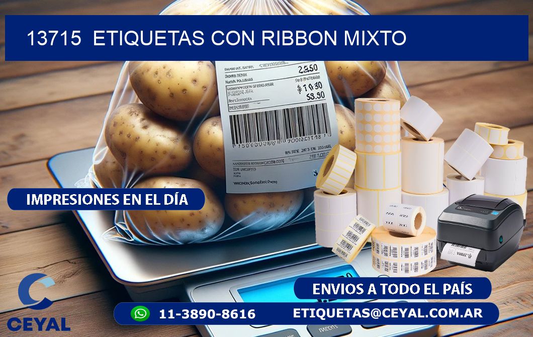 13715  ETIQUETAS CON RIBBON MIXTO