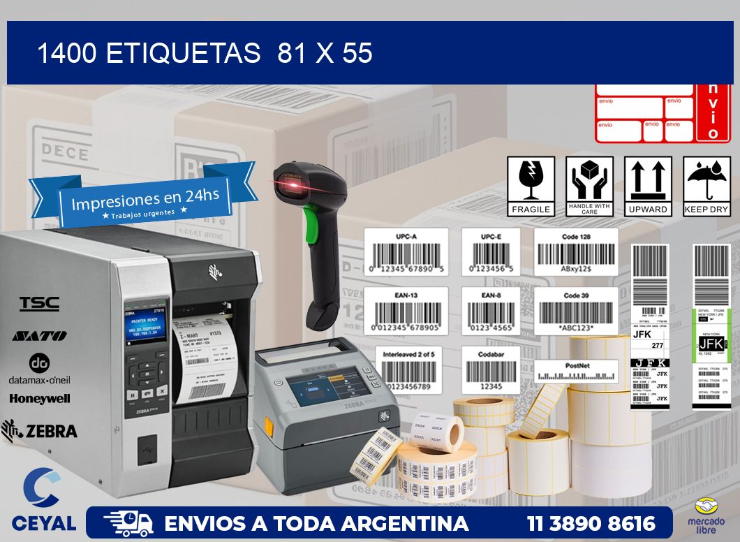 1400 ETIQUETAS  81 x 55