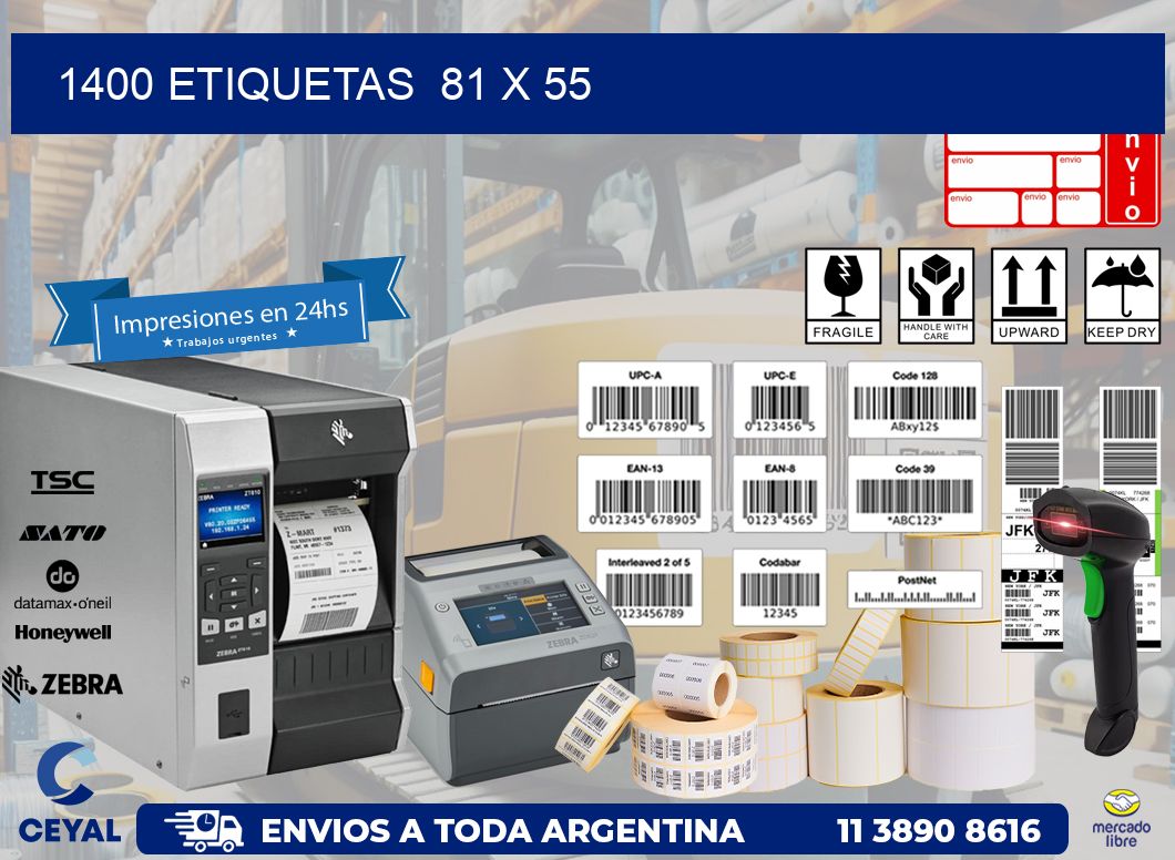 1400 ETIQUETAS  81 x 55