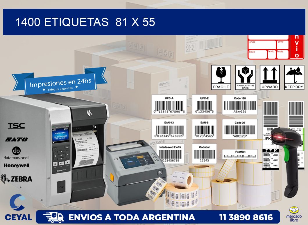 1400 ETIQUETAS  81 x 55