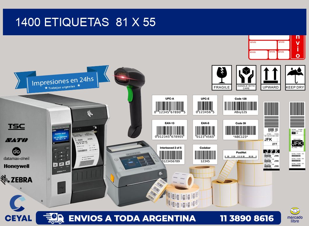 1400 ETIQUETAS  81 x 55
