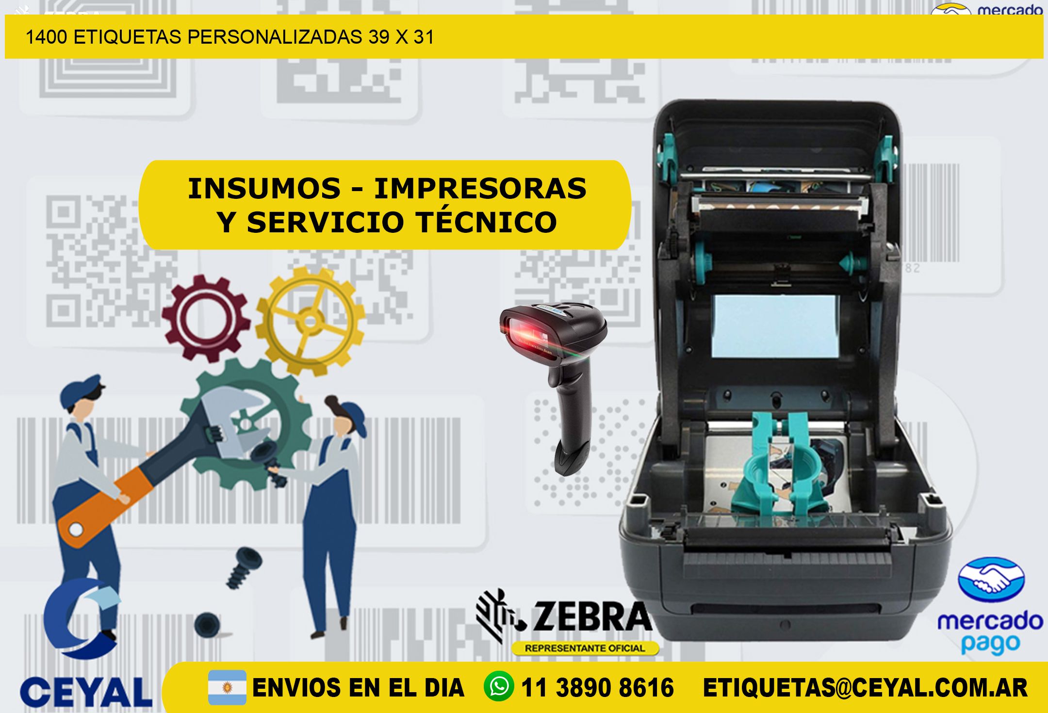 1400 ETIQUETAS PERSONALIZADAS 39 x 31