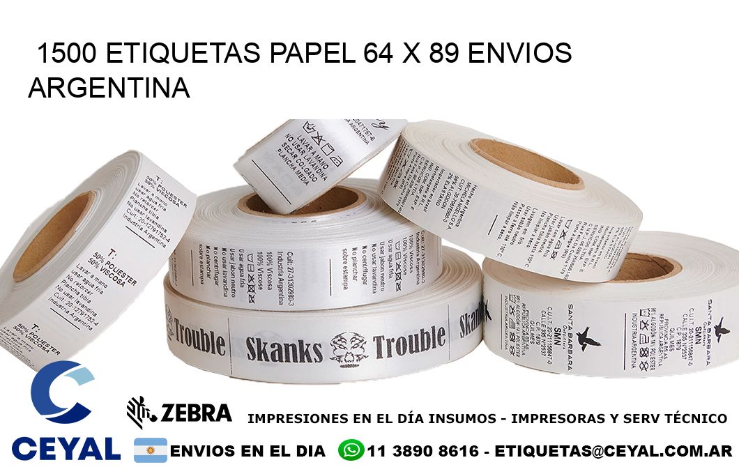 1500 ETIQUETAS PAPEL 64 x 89 ENVIOS ARGENTINA