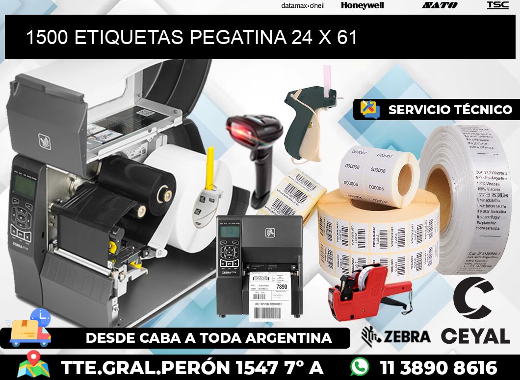 1500 ETIQUETAS PEGATINA 24 x 61