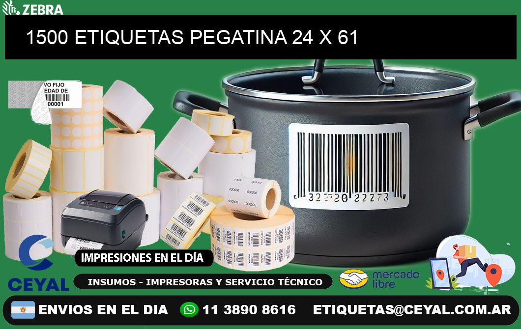 1500 ETIQUETAS PEGATINA 24 x 61
