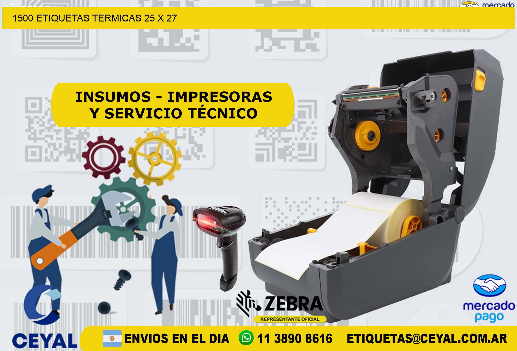 1500 ETIQUETAS TERMICAS 25 x 27