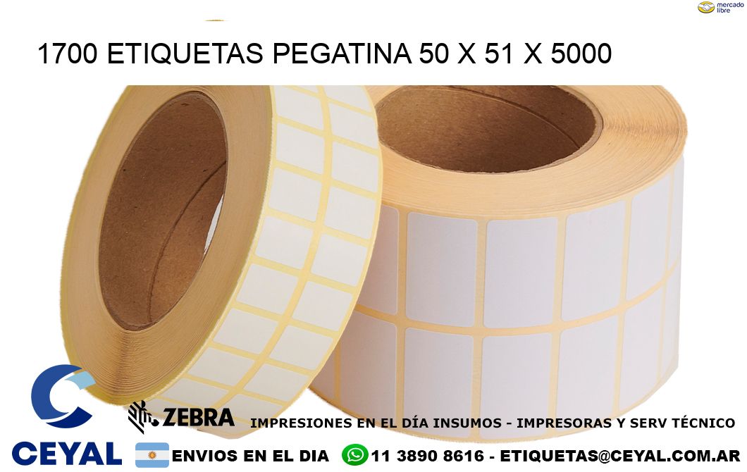 1700 ETIQUETAS PEGATINA 50 x 51 x 5000