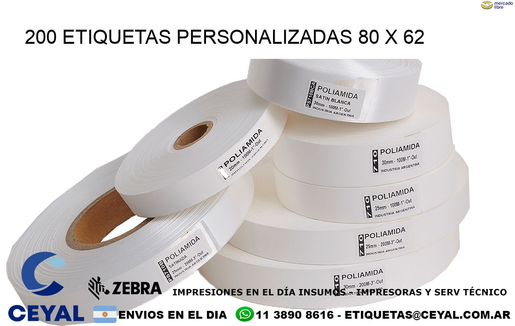 200 ETIQUETAS PERSONALIZADAS 80 x 62