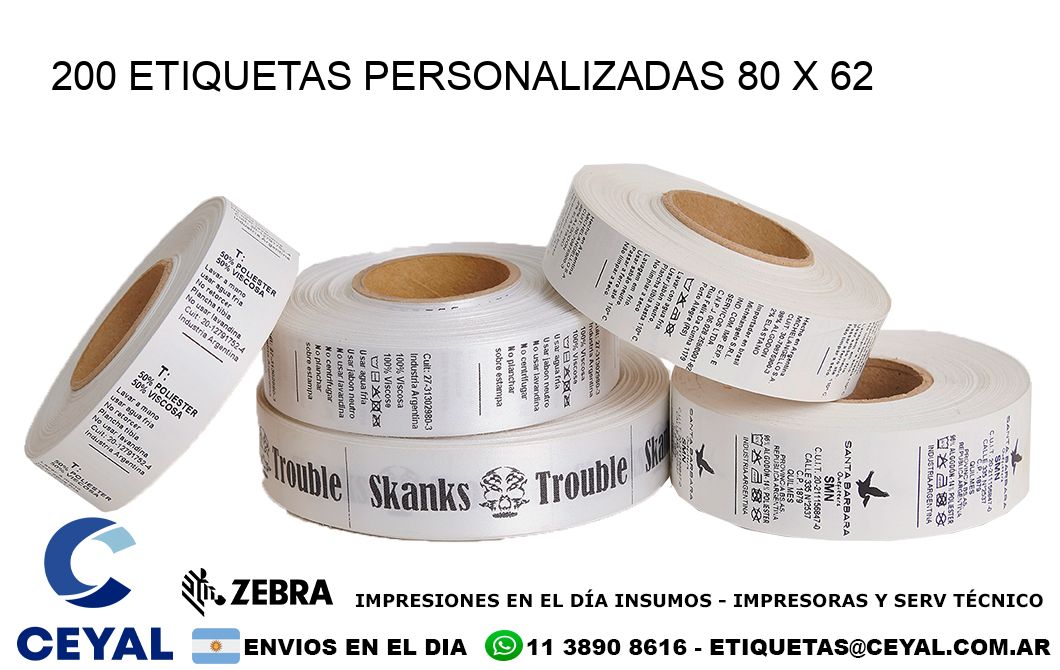 200 ETIQUETAS PERSONALIZADAS 80 x 62