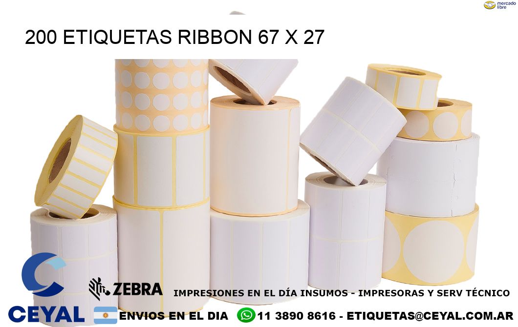 200 ETIQUETAS RIBBON 67 x 27