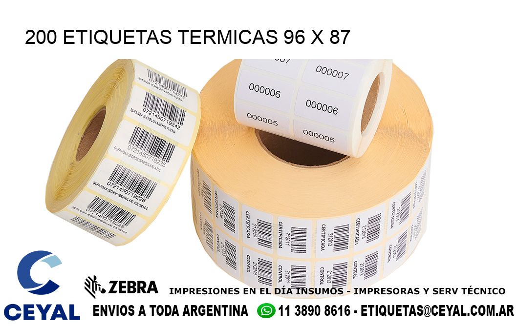200 ETIQUETAS TERMICAS 96 x 87