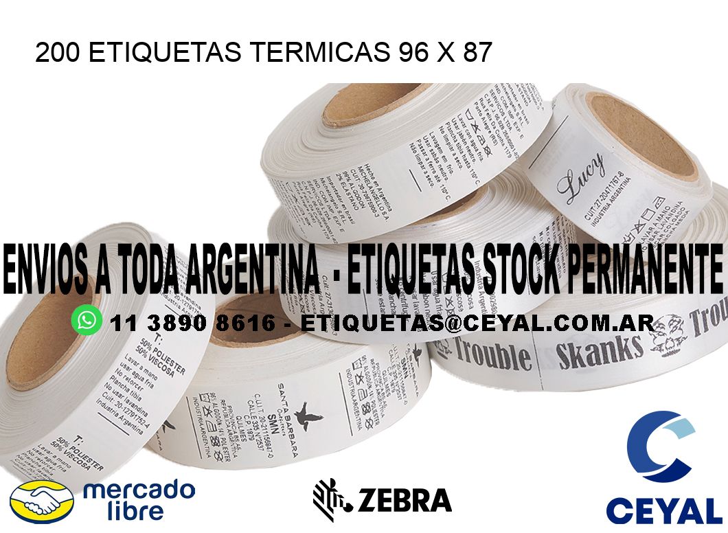 200 ETIQUETAS TERMICAS 96 x 87