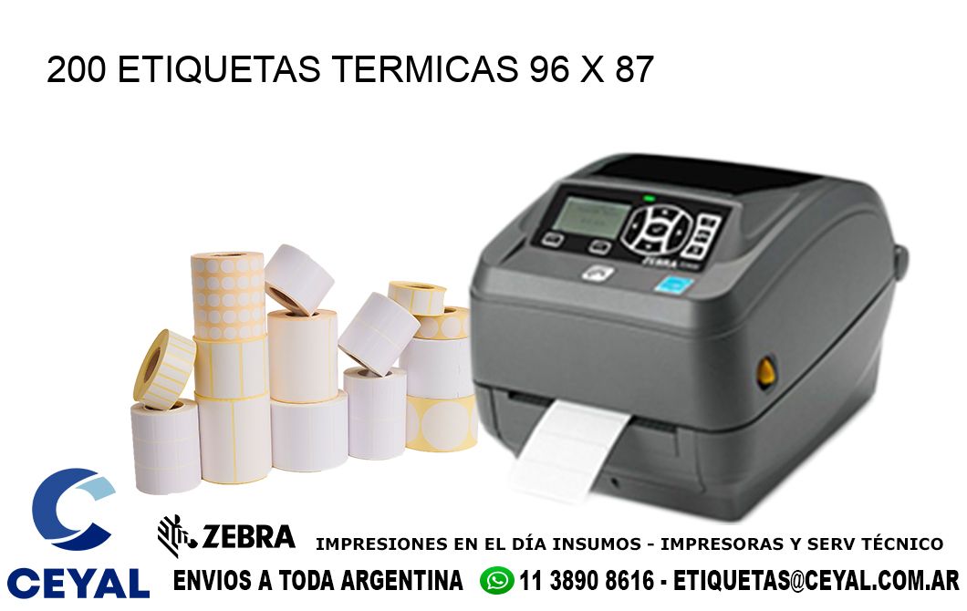 200 ETIQUETAS TERMICAS 96 x 87