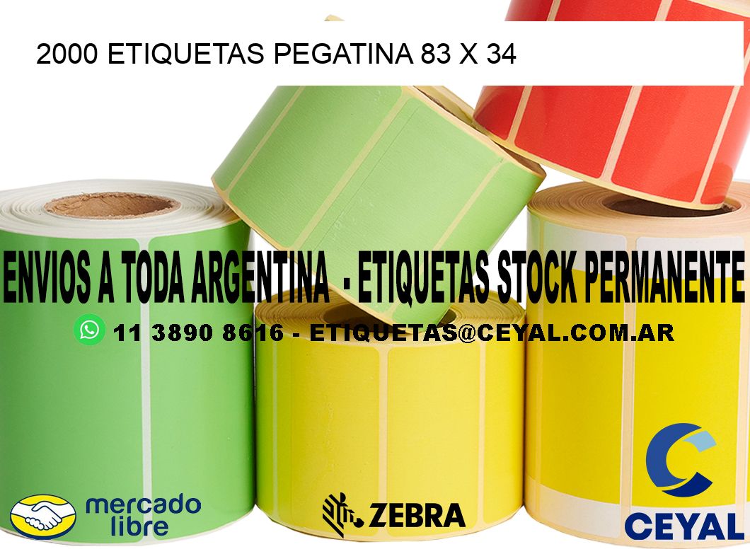 2000 ETIQUETAS PEGATINA 83 x 34