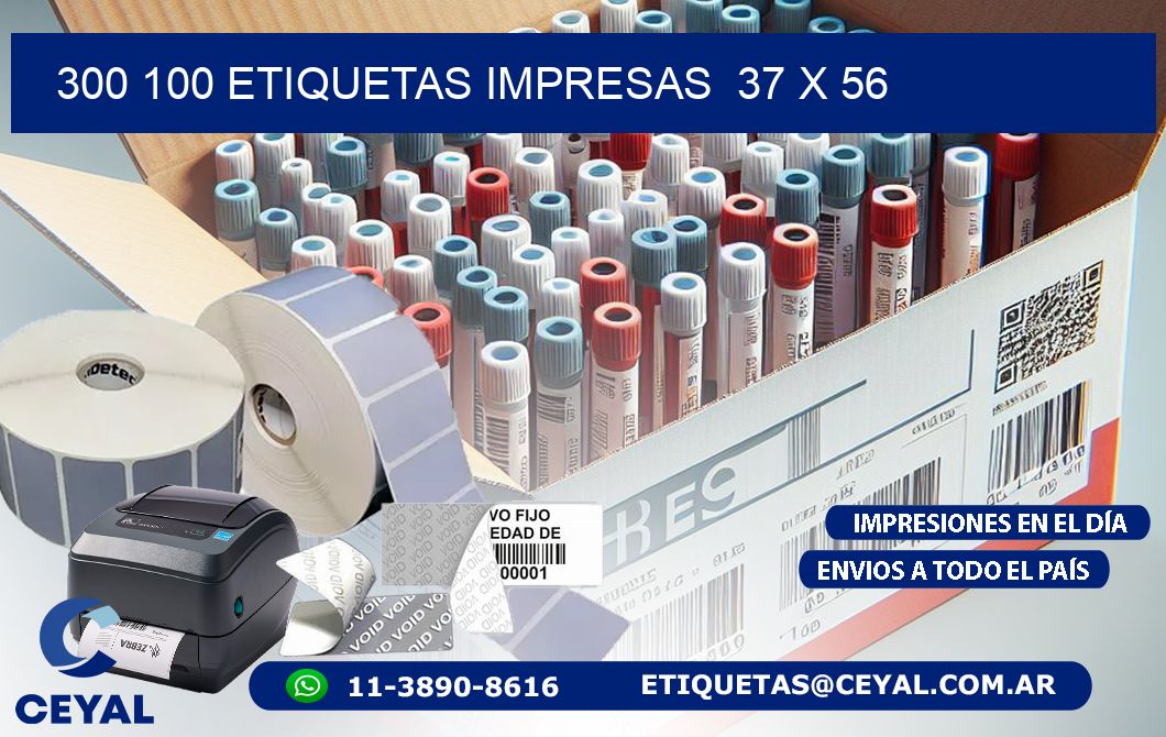 300 100 ETIQUETAS IMPRESAS 37 x 56