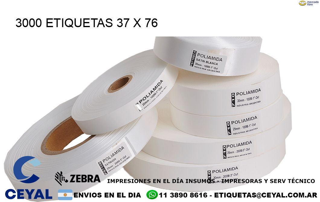 3000 ETIQUETAS 37 x 76