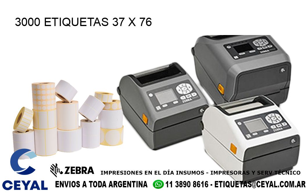 3000 ETIQUETAS 37 x 76