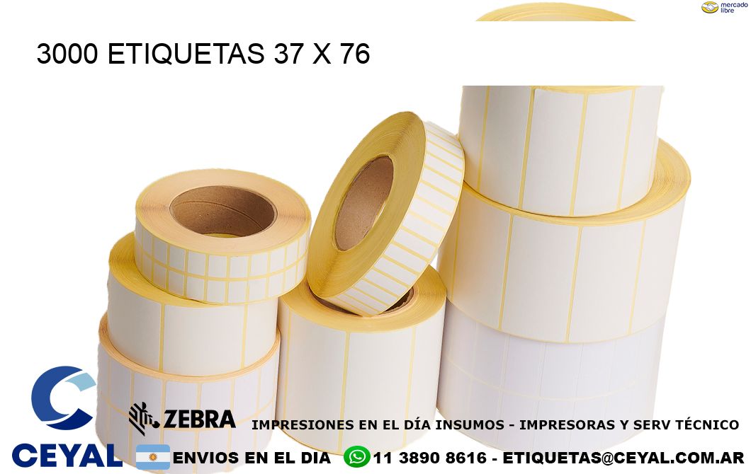 3000 ETIQUETAS 37 x 76