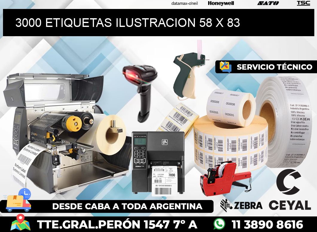 3000 ETIQUETAS ILUSTRACION 58 x 83