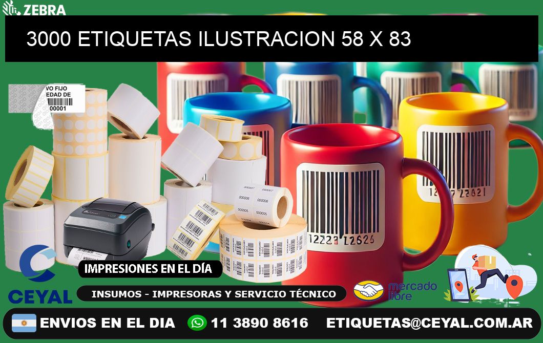 3000 ETIQUETAS ILUSTRACION 58 x 83