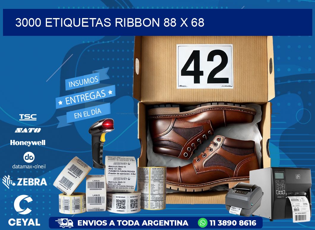 3000 ETIQUETAS RIBBON 88 x 68
