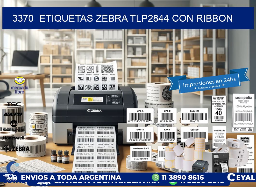 3370  ETIQUETAS ZEBRA TLP2844 CON RIBBON