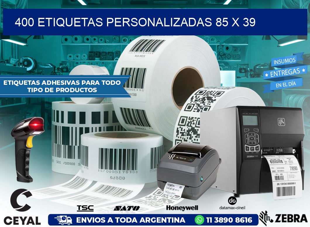 400 ETIQUETAS PERSONALIZADAS 85 x 39