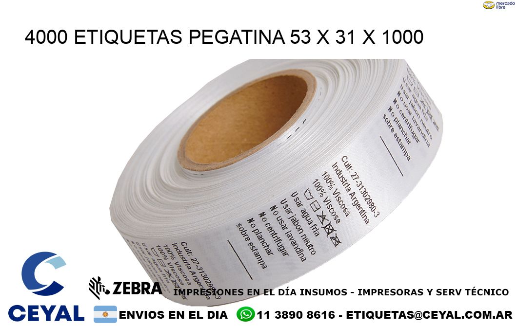 4000 ETIQUETAS PEGATINA 53 x 31 x 1000