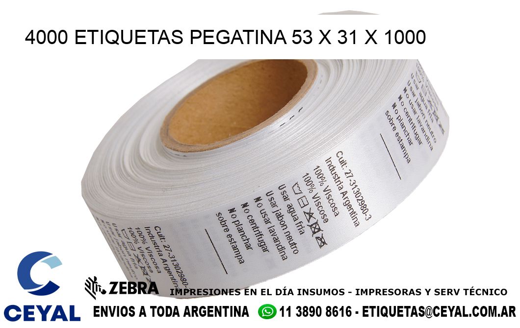4000 ETIQUETAS PEGATINA 53 x 31 x 1000