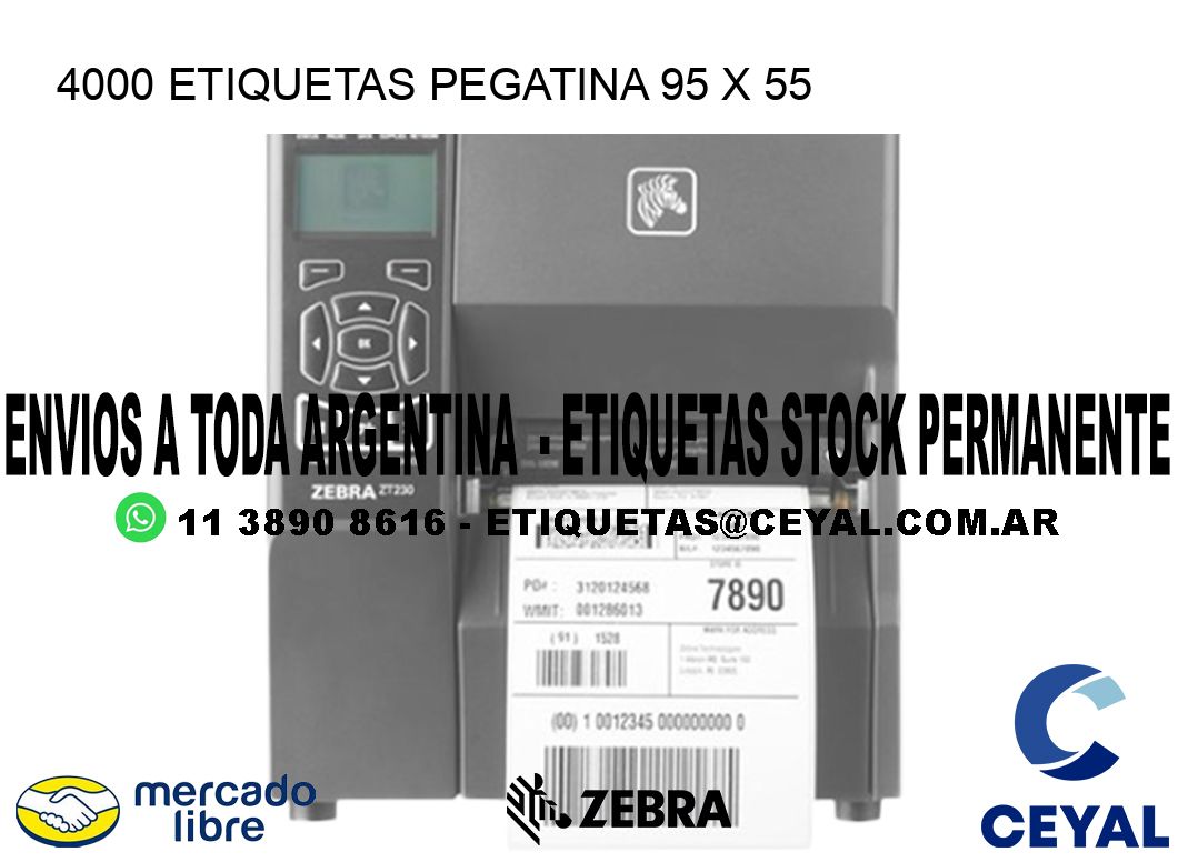 4000 ETIQUETAS PEGATINA 95 x 55