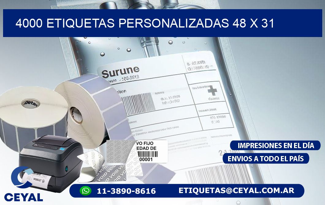4000 ETIQUETAS PERSONALIZADAS 48 x 31