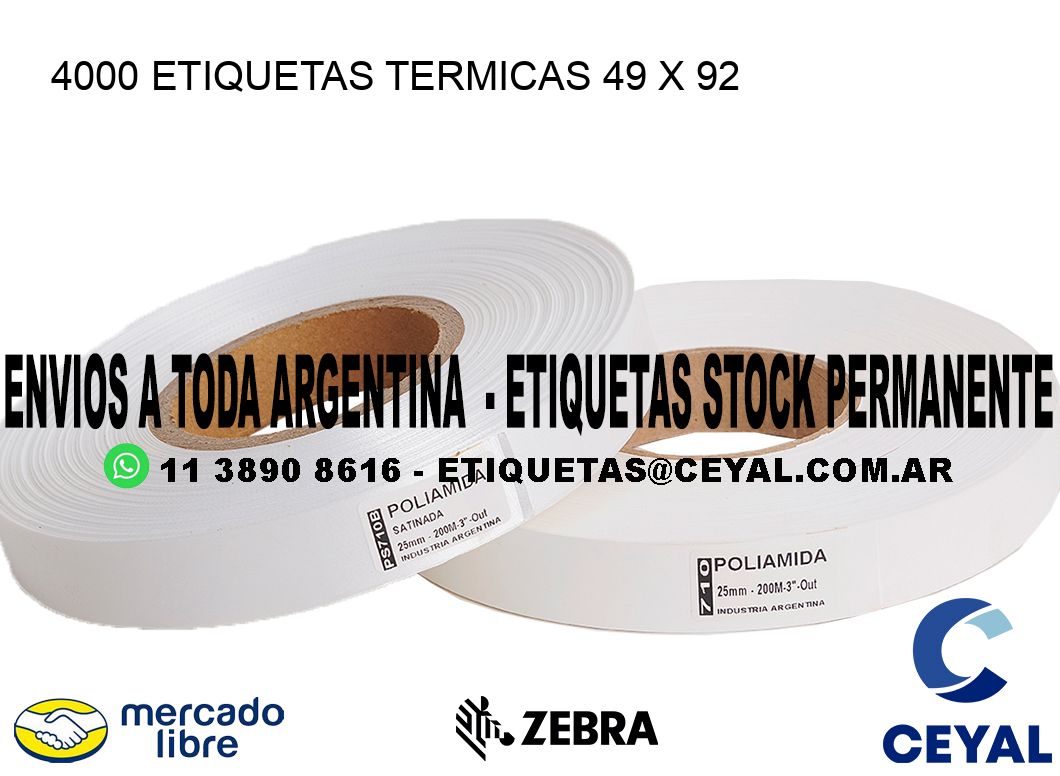 4000 ETIQUETAS TERMICAS 49 x 92