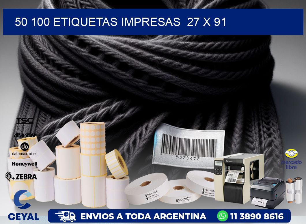 50 100 ETIQUETAS IMPRESAS  27 x 91
