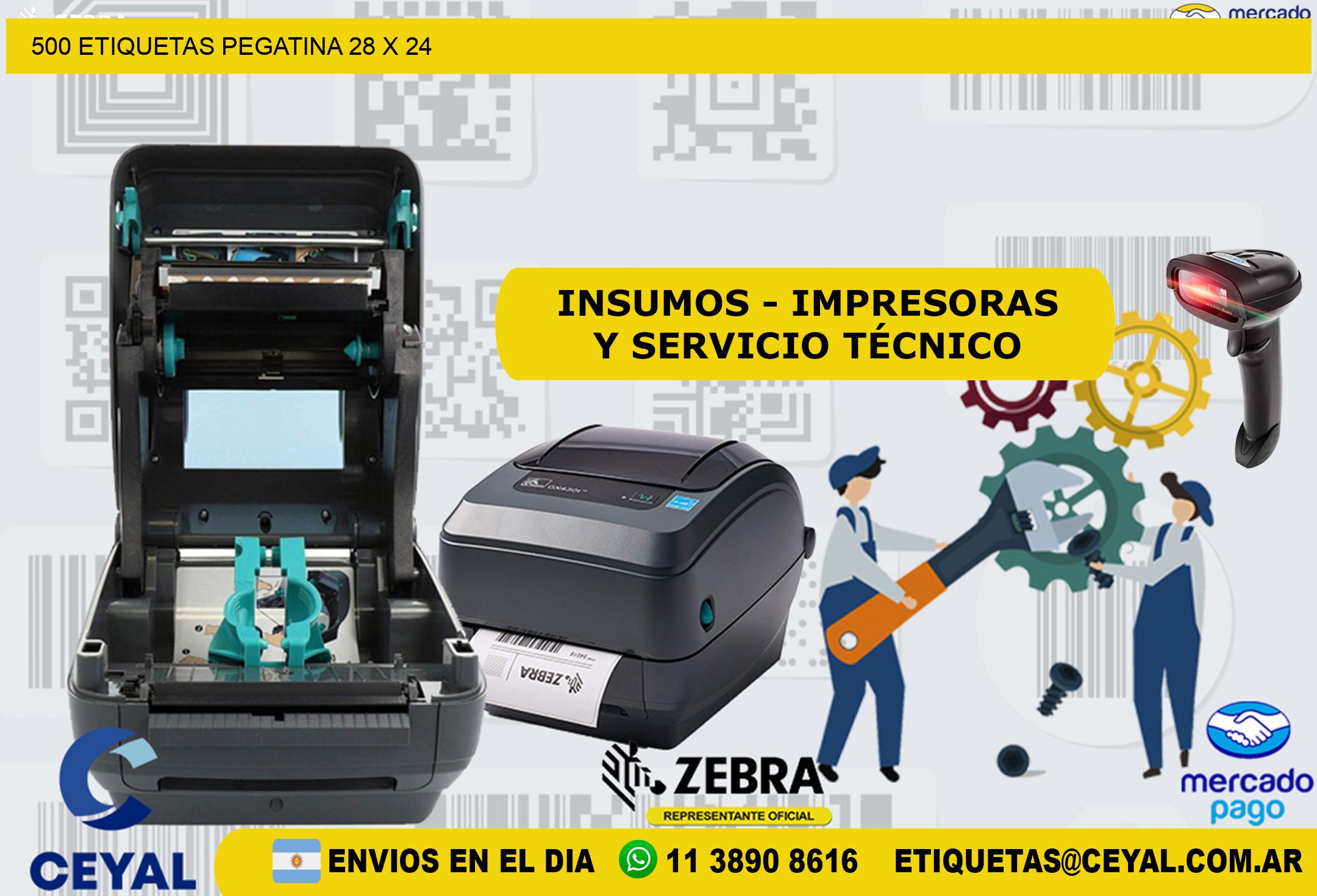 500 ETIQUETAS PEGATINA 28 x 24