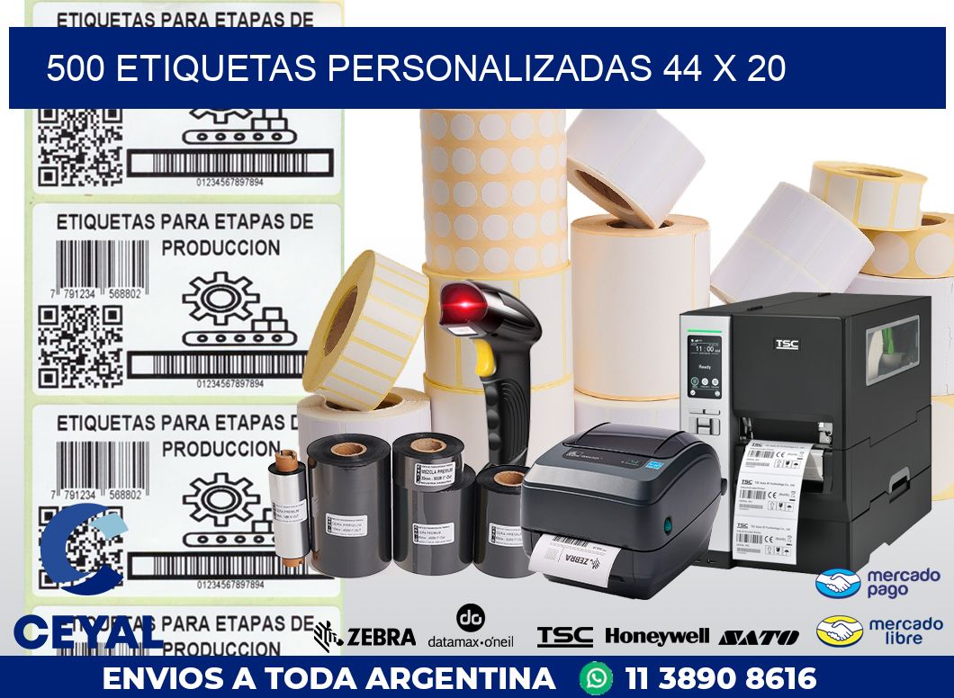 500 ETIQUETAS PERSONALIZADAS 44 x 20