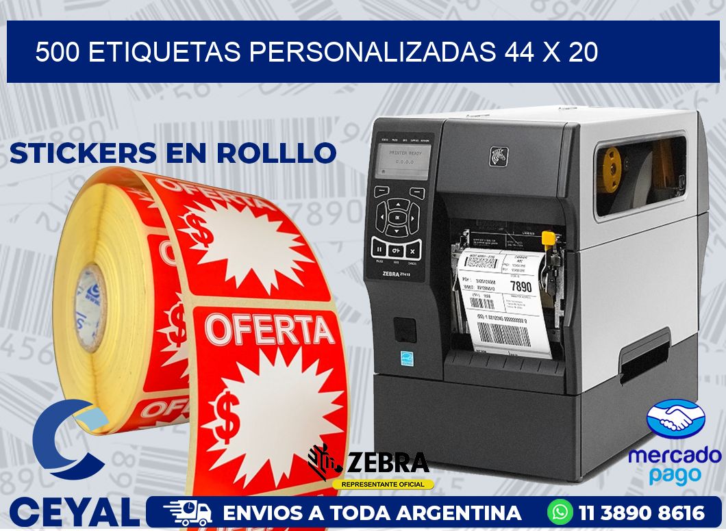 500 ETIQUETAS PERSONALIZADAS 44 x 20