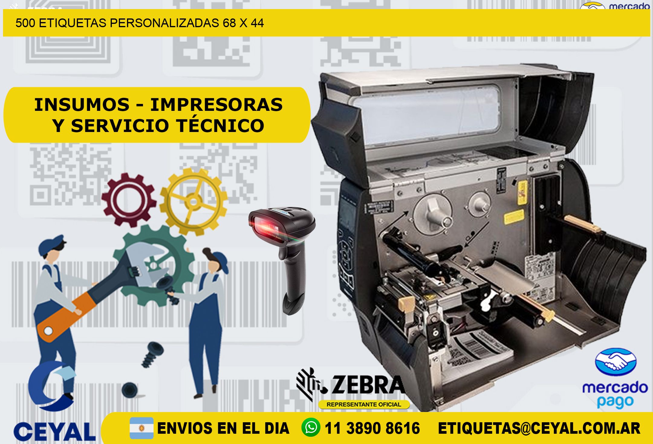 500 ETIQUETAS PERSONALIZADAS 68 x 44
