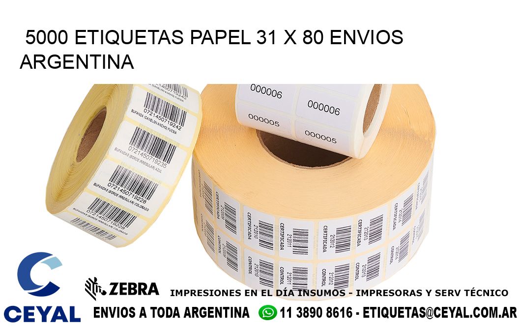 5000 ETIQUETAS PAPEL 31 x 80 ENVIOS ARGENTINA